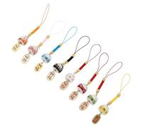 8pcs Fortune Cat Phone Charm with Silk Hanging Rope, Japanese Style | Easy Attachment Loop, Lightweight Accessory for Wallets, Id Badge Holders and Key Organisation, Cute Festive Random Color