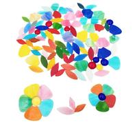 8PCS Fowers + 60PCS Leaves Mosaic Tiles, 2 Size Petal&Leaf Stained Glass Mosaic Pieces for DIY Crafts Home Decoration, Indoor & Outdoor Decor with Storage Box (Flowers + Leaves)
