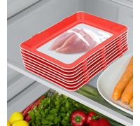 8PCS Fresh Storage Tray, Vacuum Food Preservation Tray Fridge Preservation Tray with Elastic Lid, Stackable Food Storage Container for Vegetable Fruit Meat Fish