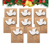 8Pcs Friendship Turtle Dove Christmas Ornament White Dove Decoration Wooden Xmas Tree Hanging Bauble with Message Envelope for Good Friend - A Symbol Of Forever Friends