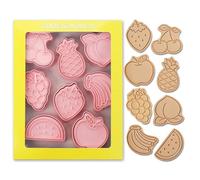 8Pcs Fruit Cookie Cutters,Cute Cookie Cutters with Plunger Stamps,3D Fruit Embossing Cutters for DIY Chocolate Mould (Fruit/8Pcs)