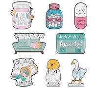 8Pcs Funny Enamel Pins Set, Cartoon Lapel Brooch Badges for Clothes, Hats, Backpacks, Jackets, Decorative Accessories