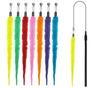 8PCS Fuzzy Cat Worm Toy with Cat Wand Replacement Attachments, Includes 1PCS Black String and 6 Color Options, Suitable for Teaser Play, Chase Exercise, Essential Interactive Pet Toy Accessories