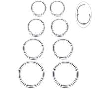 8Pcs G23 Titanium Hinged Clicker Segment Nose Rings Hoop Septum Nose Lip Ring Hoop for Women Men Helix Cartilage Daith Tragus Sleeper Earrings Body Piercing Improved 16G Silver
