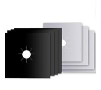8Pcs Gas Hob Range Protectors Stovetop Burner Protector Liner Cover Cleaners Cooker Covers Reusable Gas Stove Mats for Fast Kitchen Cleaning,10.6" X 10.6" FDA Approved (4 Sheet Black + 4 Sheet Silver)