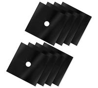 8Pcs Gas Hob Range Protectors Stovetop Burner Protector Liner Cover Cleaners Cooker Reusable Double Thickness,Heat Resistant,Non-Stick Gas Stove Mats for Fast Kitchen Cleaning 10.6 x 10.6"(Black)