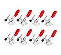 8Pcs GH-201A Horizontal Toggle Clamps Quick-Release Metal Welding Clips with Red Vinyl Grips for Sheet Metal Machine Assembly Field