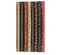 8pcs Gift Wrapping Paper Retro Kraft for Flower Packaging | Christmas Pattern Design, Freely Cut Thickened Sheet, Decorations and Bouquet Wrapper, Classic Style Random Style