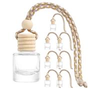 8pcs Glass Hanging Aroma Bottle 5ml with Cotton Rope and Cork Lid | Portable Car Diffuser for Essential Oils or Perfume, Rear-view Mirror Decor, Reusable Glass Container