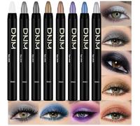 8Pcs Glitter Eye Shadow Sticks Liner Pencils Makeup, Pearl White Smokey Black Gray Silver Violet Purple Khaki Royal Blue Shimmer Glitter Eyeliner Pencil Eyeshadow Makeup for Older Women (8Pcs-Set01)