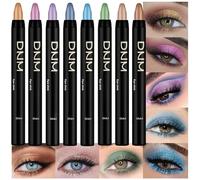 8Pcs Glitter Eye Shadow Sticks Liner Pencils Makeup Set, Desert Mocha Beige Gold Light Purple Pink Sky Dazzling Blue Geen Glitter Shimmer Eyeliner Pencil Cream Eyeshadow Palette Makeup for Older Women