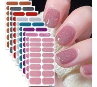8Pcs Glitter Nail Stickers Set - Self-Adhesive Waterproof Nail Wraps, Multicolor Nail Art Decals for Women, Suitable for Parties, Weddings & Daily Use, Fits Natural/False/Acrylic Nails