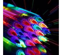 8PCS Glow in the Dark Neno Face Paint, Glow Under UV Light Face Paint For Party Accessories, Skin-Safe Erasable Fluorescent Face Paint Pens for Halloween Makeup, Temporary Tattoo Pens for Kids