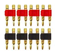 8PCS/Gold Connector Stackable 4mm Double Row Banana Twin Speaker Loudspeaker Two-position(8 Black)