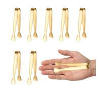 8PCS Gold Mini Metal Tongs,4.3"/11cm,Stainless Steel 304,for Ice Cube,Sugar