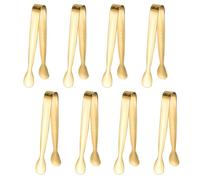 8PCS Gold Mini Metal Tongs, 4.3" Stainless Steel Tiny Tong, Small Kitchen Accessories for Serving Food, Ice, Sugar Cube, Salad, Toaster, Desserts