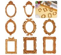 8pcs Gold Mini Picture Frames Mini Small Photo Frame Vintage Tiny Resin Vintage Small Photo Frame Miniature Picture Frames Gold for DIY Crafts Jewelry Party Hotel Holiday Decor