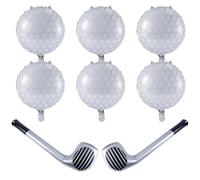 8pcs Golf Birthday Party Decorations, 6pcs 17.7in Large Golf Ball Balloons with 2pcs Big Inflatable Golf Club Funny Foil Sports Balloons Golf Themed Party Supplies