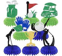 8Pcs Golf Honeycomb Centerpiece Golf Birthday Party Decorations Golf Happy Retirement Decoration Golf Themed Baby Shower Bachelorette Party Supplies Black Green Gold Glitter