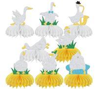 8Pcs Goose Birthday Honeycomb Centerpiece One Silly Goose Party Favors Baby Shower Birthday Bachelorette Party Table Decorations Silver Gold Green Glitter