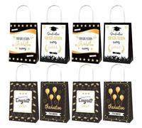 8Pcs Graduation Party Paper Gift Bags,Congrats Grad Party Gifts Bags,Graduation Kraft Paper Tote Bags,Congratulations Gift Bags with Handles for 2025 GraduationParty Accessories Gifts Wrapper Boxes