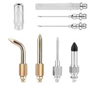 8pcs Grease Gun Accessory Kit, Including Needle Dispenser Rubber Tip Joint Nipple Straight Nozzle Elbow Connector Fittings Adapter Circular Connector and 3 Grease Gun Nozzle for Narrow Space