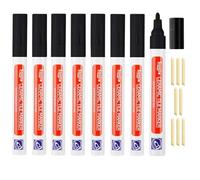 8Pcs Grout Pen Black Grout Pen for Tiles Bathroom with Replacement Nib Tips Black Tile Grout Anti-Grout black Tile Pen Marker for Restoring tile grout Wall Floor Bathroom Kitchen and Floor Tiles