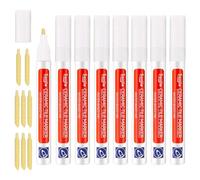 8Pcs Grout Pen White Grout Pen for Tiles Bathroom with Replacement Nib Tips, Tile Grout, Tile Pen, Anti-Grout white for Restoring Tile Grout Wall Floor Bathroom Kitchen and Floor Tiles (White)