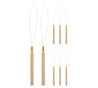 8pcs Hair Loop Threader Wig Crochet Hair Hook with Wooden Handle