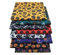 8PCS Halloween Cotton Fabric Squares 50 x 50cm Patchwork Fabric Craft Quilting Squares Bundles Fat Quarters Fabric Cotton Fabric for Patchwork DIY Sewing Scrapbooking