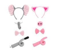8PCS Halloween Elephant and Pig Costume Accessories Set with Headbands, Noses,Tails,Glasses,Bowknot for Animal Dress Up Parties - Perfect for Halloween,Birthday,Cosplay Fun and Festive Decorations