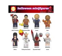 8PCS Halloween series Minifigure Jack Torrance Chainsaw Massacre Jason the Clown Pyramid Head Assembled Building Blocks Halloween Gift