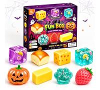 8Pcs Halloween Squishy Fun Box Set, 2026 Squeeze Fidget Kit with Big Mini Real Squishies, Soft Stretchy Sensory Pack for Adults Anxiety Stress Relief, Cute Desk Decor & Party Favors