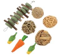 8pcs Hamster and Guinea Pig Chew Set, Natural Vine Balls with Corn Teeth Grinding Treats for Small Pets, Cage Accessories for Hamsters, Rabbits, and Rats