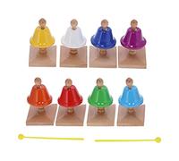 8Pcs Hand Bells Set, 8 Note Colorful Metal Handbells, Musical Toy Percussion with Wooden Support and 2 Drumsticks, Kids Teaching Aids for Early Music Education in Kindergarten and