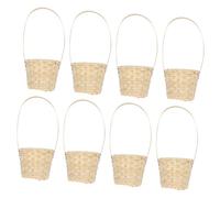 8pcs Handmade Bamboo Woven Basket Portable Vegetable and Fruit Storage Baskets for Outdoor Use Rural Style Decor for Home and Parties