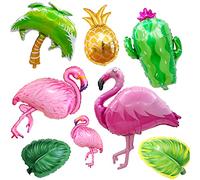 8Pcs Hawaii Flamingo Balloons Large, Hawaiian Foil Balloons Tropical Balloons Decoration Pineapple Balloons Hawaii Party Cactus, Palm Leaves Balloons Summer for Aloha Luau Party, Beach, Birthday