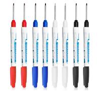 8PCS Head Deep Hole Marker Carpenters Pens, 30mm Extra Long Reach Pen Fine Tip Permanent Pens Hole Marker Waterproof Tool for Carpenters Builders Construction Permanent Marking of Hard to Reach Areas