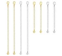 8Pcs Heart-Shaped Necklace Extenders, Adjustable Gold Chain Extenders for Women, 4 Long 4 Short Extensions for Necklaces Bracelets Anklets