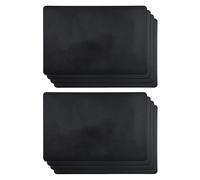 8PCS Heat-Resistant Placemats, Artificial Leather Placemats, Waterproof, Non-, Washable Kitchen Placemats, (Black)