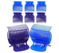 8Pcs Heated Roller Clips for Hair Sectioning, ABS Blue Purple | Gentle on Hair, Easy to Operate, 5.5x5.2x4.2cm Size, Salon Home Use
