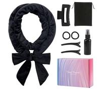 8Pcs Heatless Curlers Set, Hair Rollers with Clips, Heatless Curling Rods, No Heat Hair Curlers for Overnight Blowout rods, Heatless Curls for Long and Short Hair (Black)