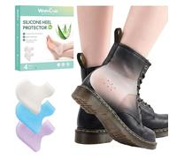 8Pcs Heel Protectors - Welnove Plantar Fasciitis Heel Pain Relief, Clear,L | Heel Cups, Shoe Cushion Inserts Pads, Prevent Blisters, Silicone, Aloe Vera Extract, Breathable, Reusable