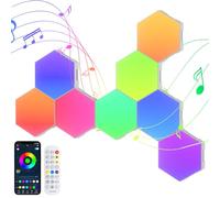 8PCS Hexagon LED Lights, RGB Hex Wall Light, Gaming Wall Panels with Music Sync, Remote & App Control,Timer, Hexagonal Led Gaming Light, Smart Hexagon Lights for Room Decor,Bar, Bedroom,Gaming Setup