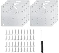 8PCS Hinge Repair Plate, Cabinet Hinge Repair Plate with Holes, Stainless Steel Brackets with Customized Screws for Kitchen Cupboard Door Furniture Wardrobe