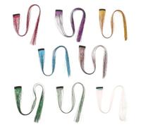 8pcs Horse Mane and Tail Tinsel Clip in Glitter Strands | High-temperature Wire, Easy Removal and Quick Installation, Unicorn Styling with Rainbow Hair, Bridal Parties Random Color