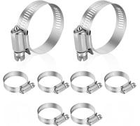 8PCS Hose Clips Stainless Steel, 16-25mm Clips, Assorted Adjustable Hose Clamps, Worm Drive Small for Flexible Exhaust Hose, Washing Machine, and Garden Connections