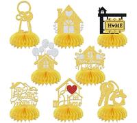 8Pcs Housewarming Party Decoration New Home New Adventures New Memories Centerpiece Honeycomb New House Welcome Home Party Table Decoration Gold Silver Glitter