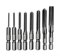 8PCS HSS Hex Shank Threaded Tap Drill Bits Set Metric Sizes M2 5 12 for Screw Machine and Manual Drilling