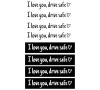 8PCS I Love You Drive Safe Mirror Stickers,Waterproof Car Stickers,Rear View Mirror Decorations,Car Sticker,Automotive Accessories,Suitable for Most Vehicles,Easy to Apply,Removable,Black,White